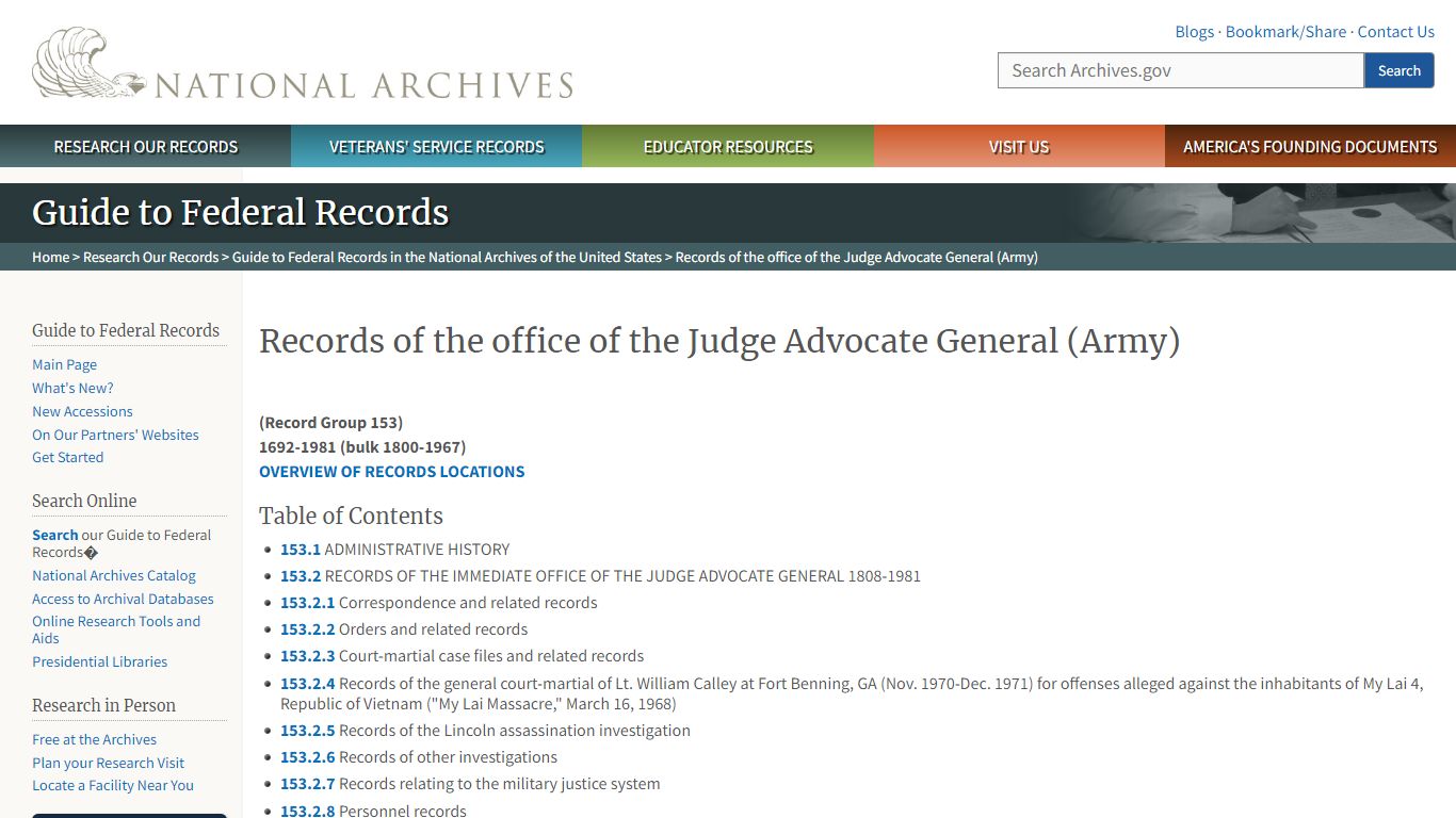 Records of the office of the Judge Advocate General (Army)